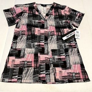 ECKO Unltd. Womens Size XS Pink Tic Tac Scrub Top Medical‎ Healthcare Dental NEW